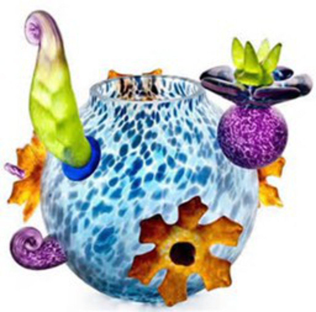 Artglass Bloom Vase. Blue image 0
